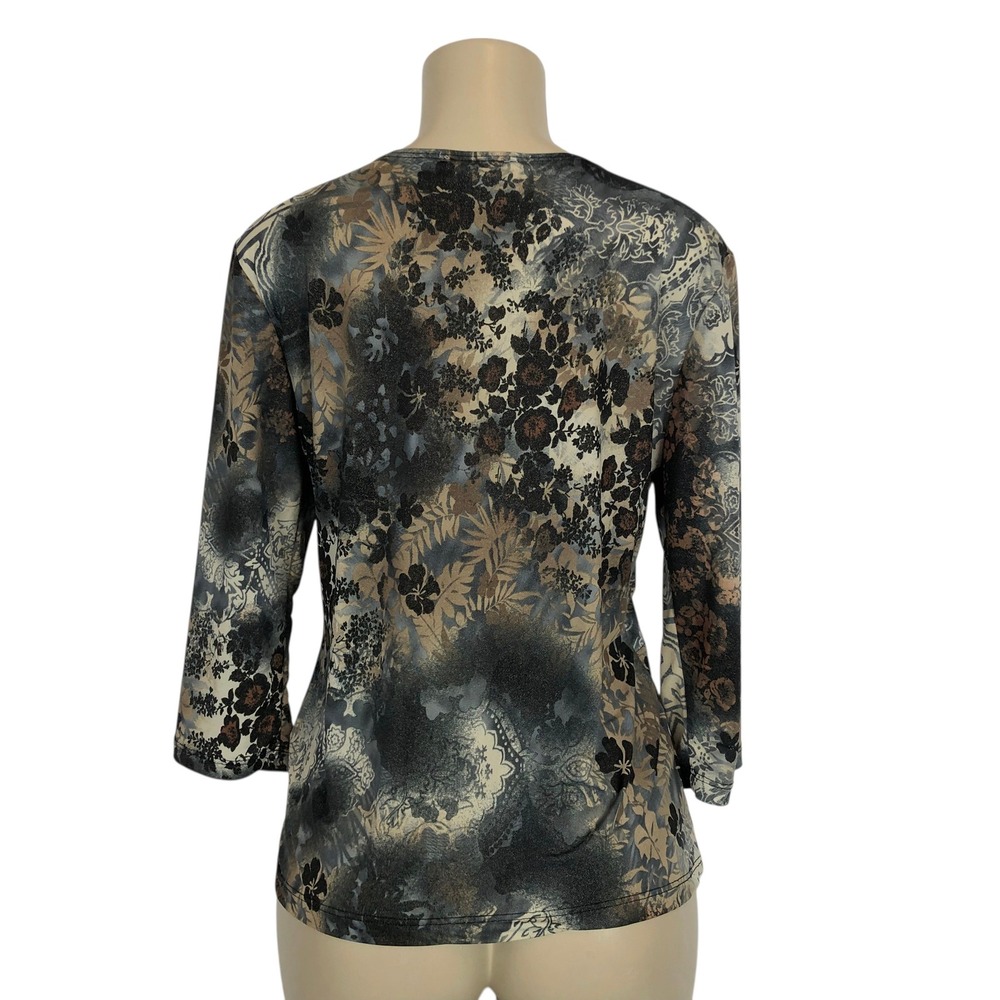 Dressbarn Floral V-Neck Buckle Top Shirt Medium Y2K Whimsigoth Fairy Grunge 90s - Picture 5 of 14